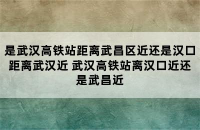 是武汉高铁站距离武昌区近还是汉口距离武汉近 武汉高铁站离汉口近还是武昌近